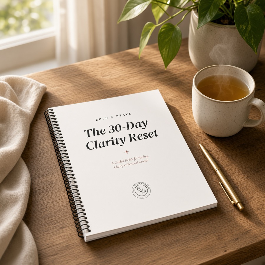 The 30-Day Clarity Reset workbook on a desk